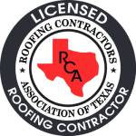 Licensed roofing contractor logo with Texas and ICRA symbols.