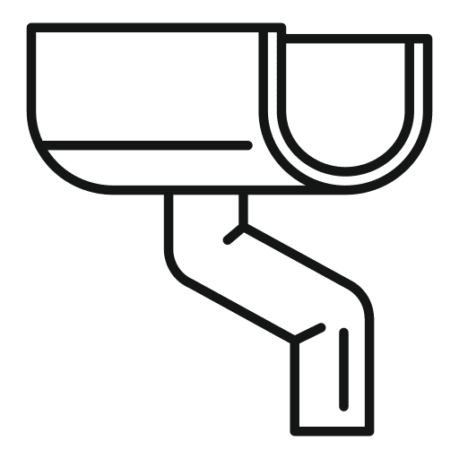 Simple line drawing of a gutter downspout for roofing drainage.