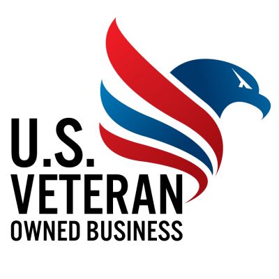 U.S. Veteran owned business logo with eagle and American flag colors.